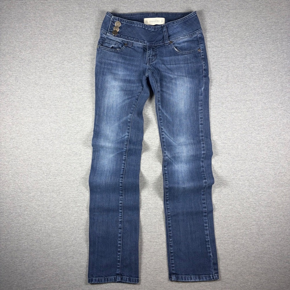 y2k Aeropostale Jeans 26 Blue Low Rise Bootcut Indie Sleaze